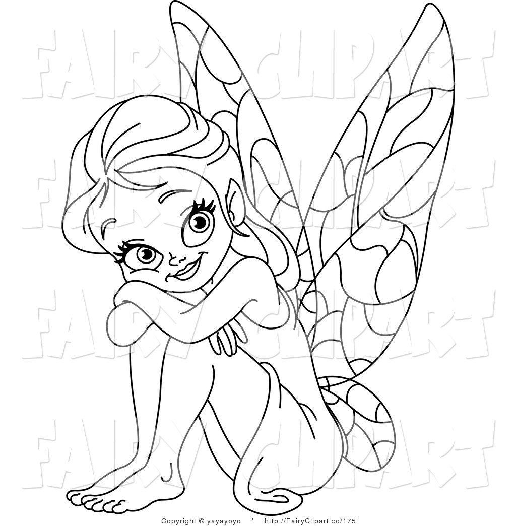 Royalty Free Black And White Stock Fairy Clipart Illustrations