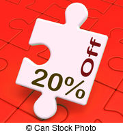 Twenty Percent Off Puzzle Means Reduction Or Sale 20  Clipart