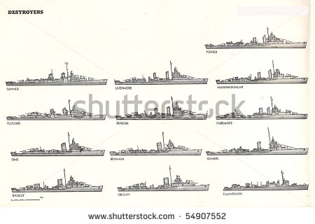 Us Navy Destroyers Of World War Ii   Stock Photo