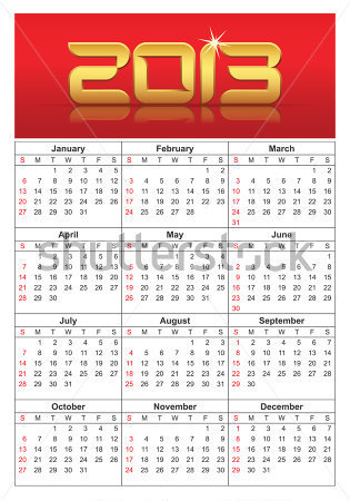 Vector De Calendario 2013 Calendario Con Todas Las Semanas D As Y    