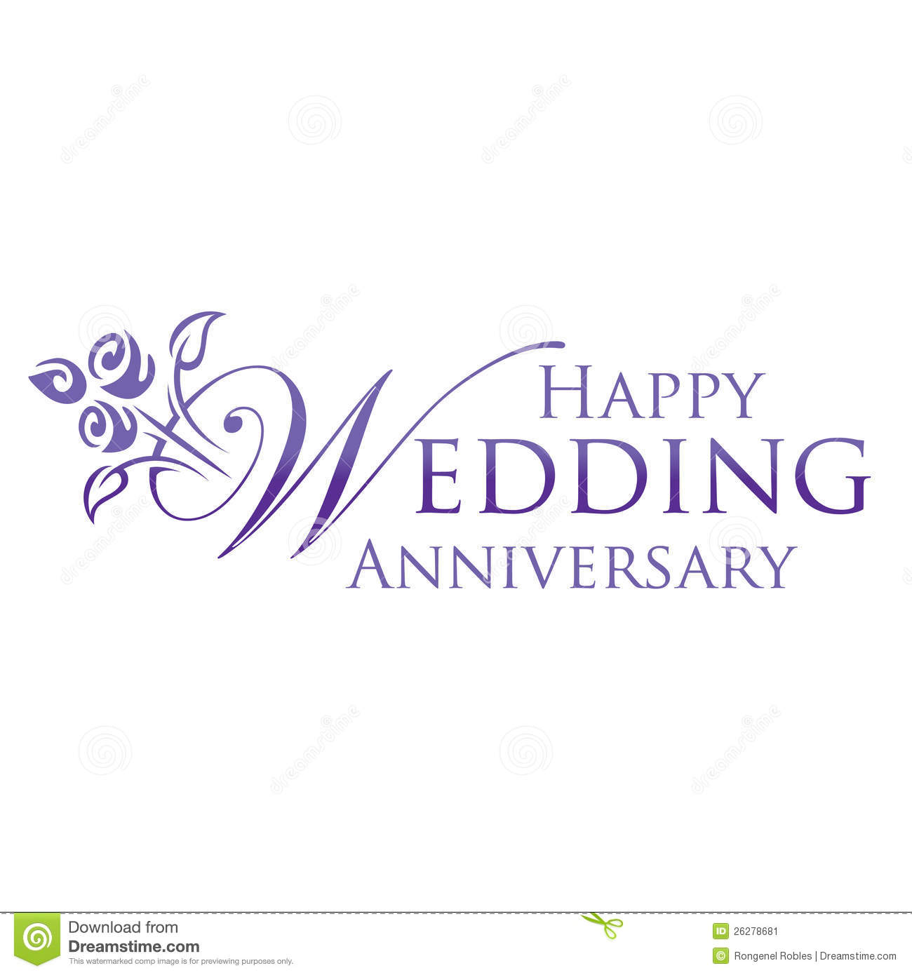Wedding Anniversary Greeting In Purple And Logo Iconic Style