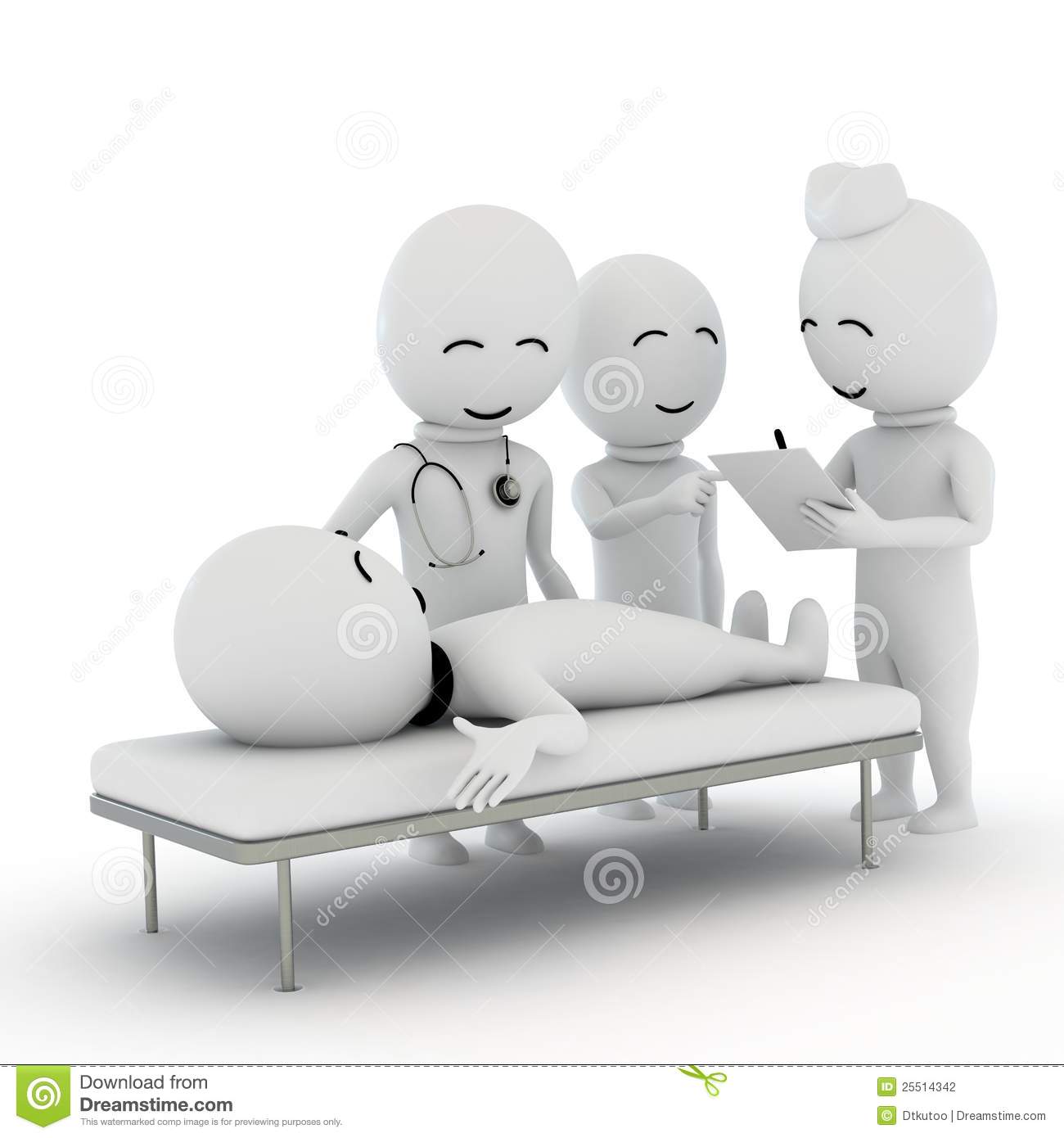 3d Small People As Hospital Staff Doctor Is Checking The Patient And