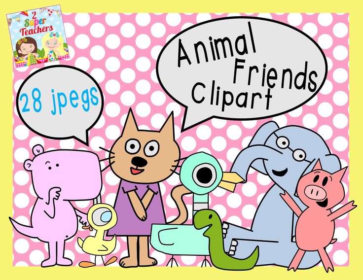 Animal Friends Clipart Pack  28 Jpegs   All Blacklines Included By  2