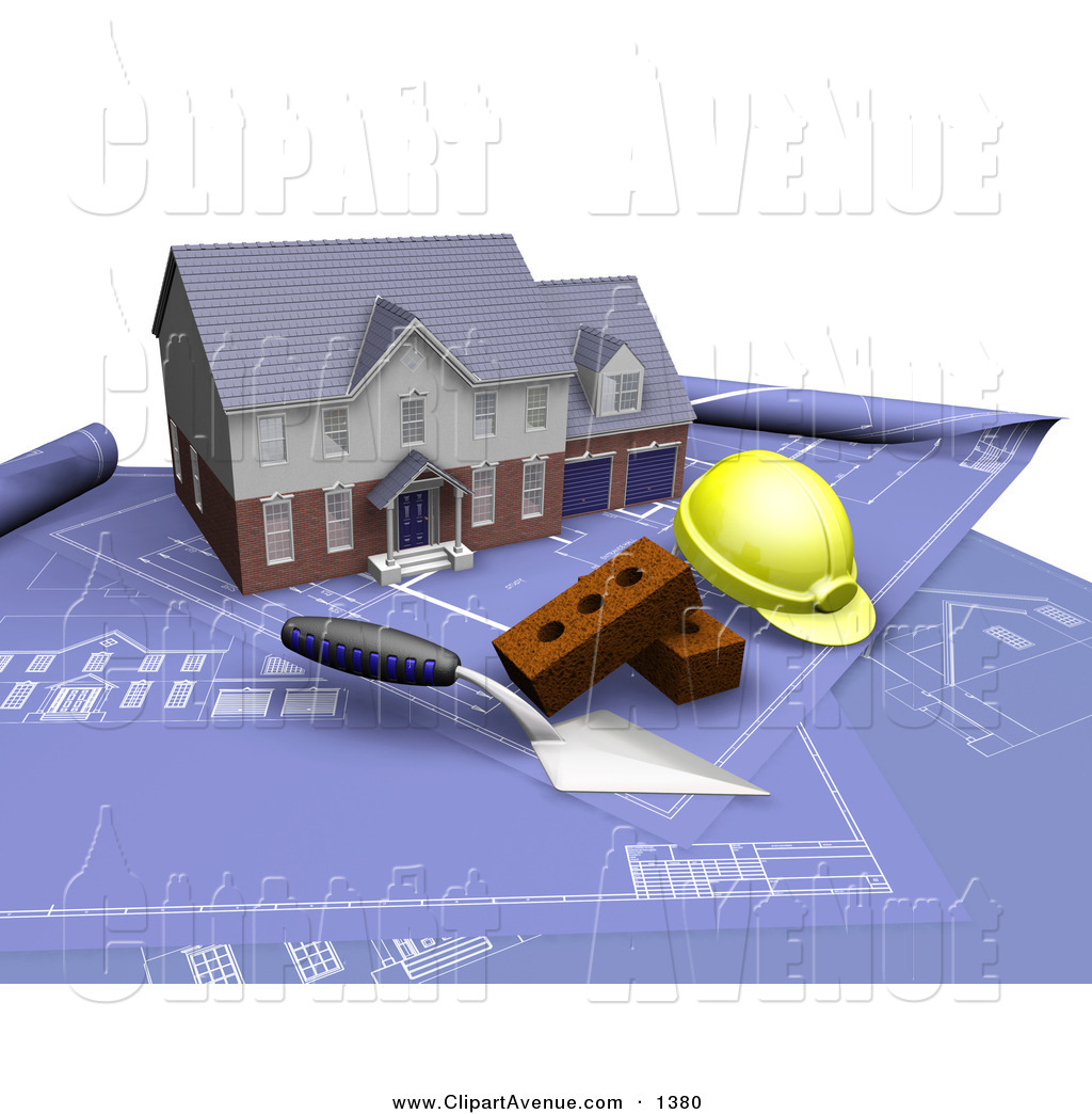 Avenue Clipart Of A Custom Two Story Residential Home A Trowel