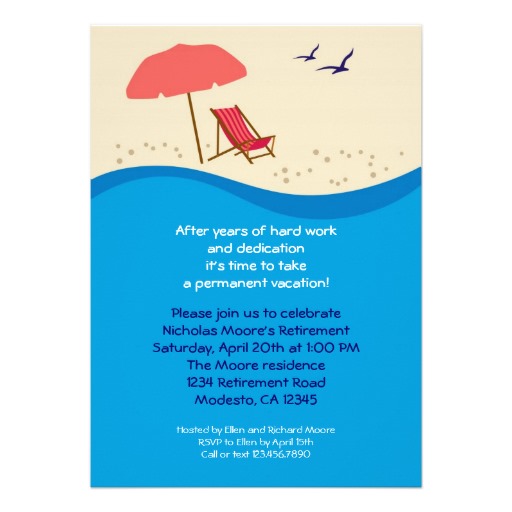 Beach Chair Retirement Party Invitation   Zazzle