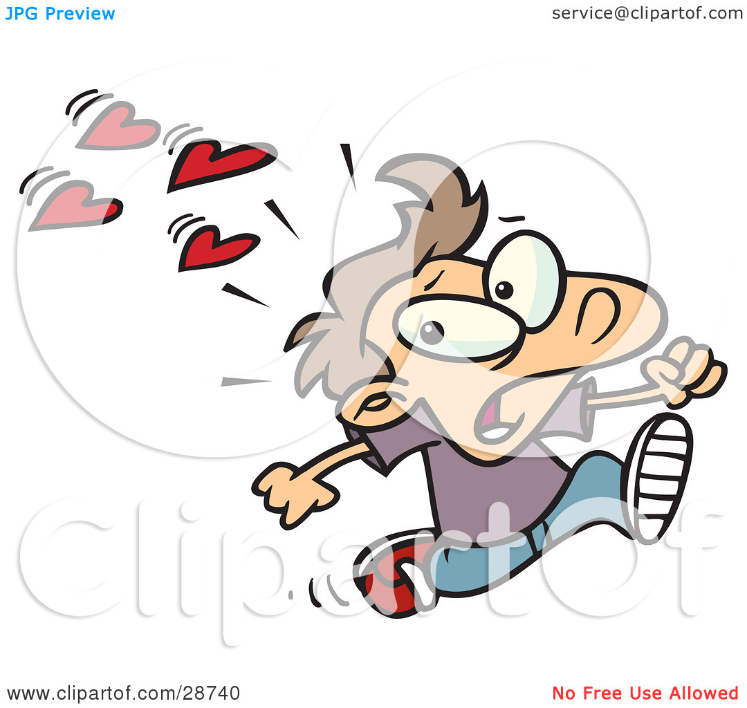 Clipart Illustration Of A Scared Little Caucasian Boy Running Away