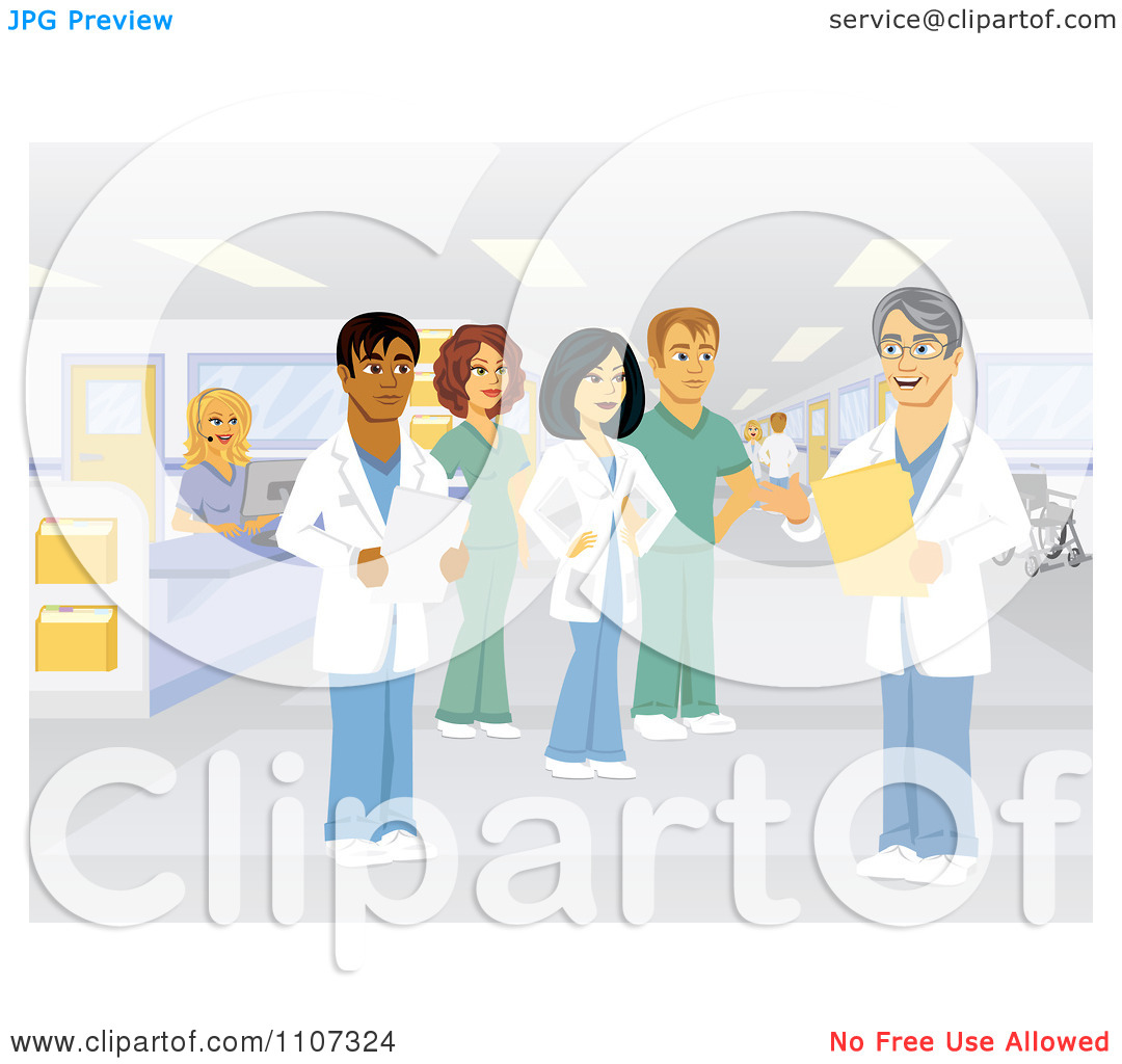 Clipart Medical Staff Talking In A Hospital   Royalty Free Vector