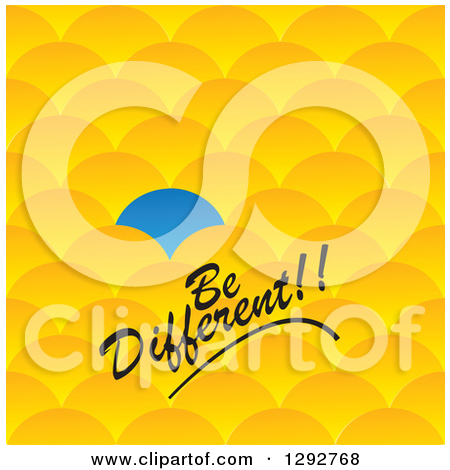 Clipart Of A Blue Scale Or Scallop Standing Out From Other Yellow Ones    