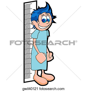Clipart Of Patient Standing In Front Of Wall Height Measurement Chart    