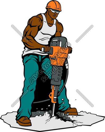 Construction Worker With Jackhammer Clipart And Vectorart
