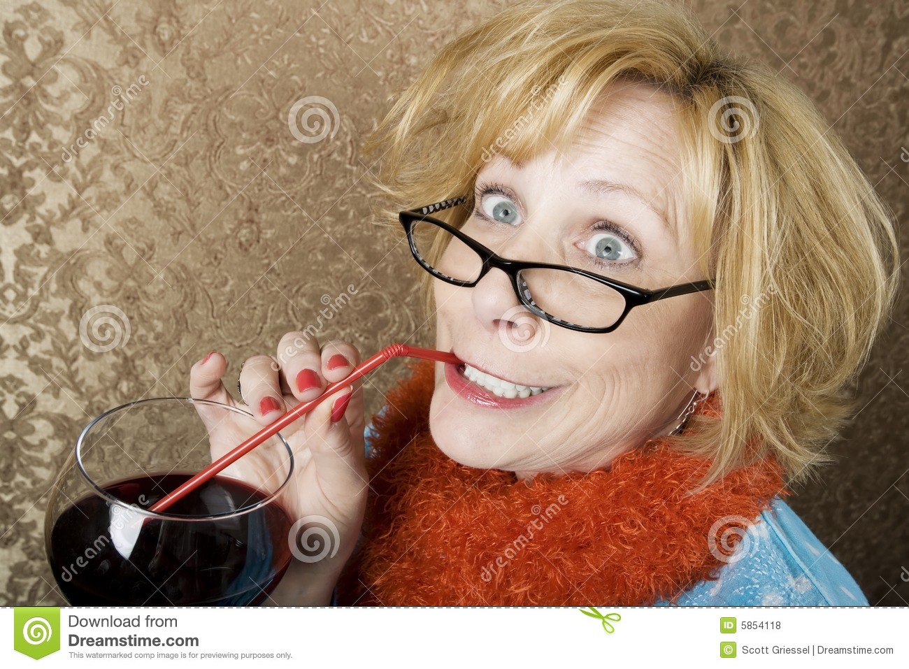 Crazy Woman Drinking Wine Royalty Free Stock Photos   Image  5854118