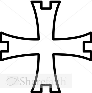 Cross Fourche Outline   Cross Clipart