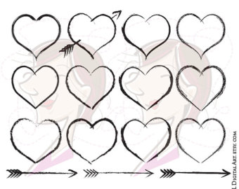 Digital Clipart Border Hand Drawn Arrow Clip Art Scrapbook Valentine
