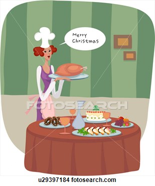 Drawing   Christmas Buffet  Fotosearch   Search Clip Art Illustrations