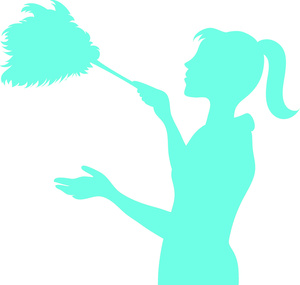 Dusting Clipart Image  A Blue Scale Silhouette Of A Maid Dusting With    