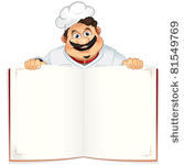 Funny Chef With Blank Cookbook Menu Or Notepad   Stock Vector