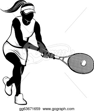 Girl Tennis Player Hitting A Tennis Volley Vector Clipart Gg63671659