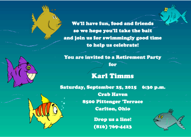 Retirement Party Invitations With A Fish Theme