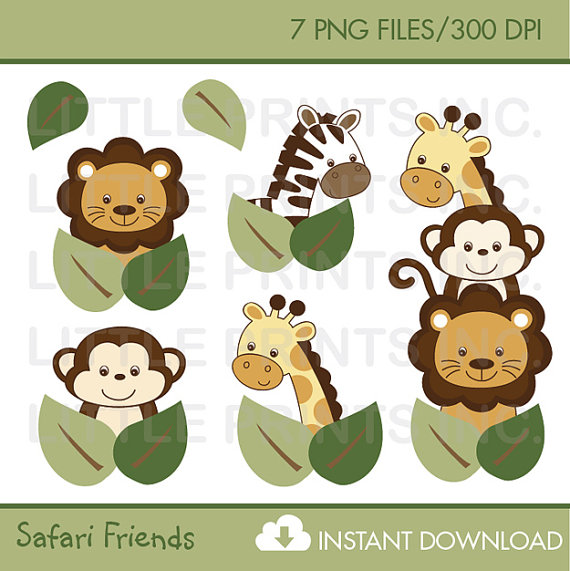 Safari Friends Jungle Animals Clipart Personal Use Instant Download By    