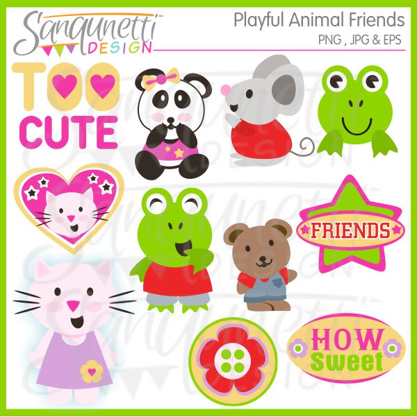 Sanqunetti Design  Playful Animal Friends Clipart