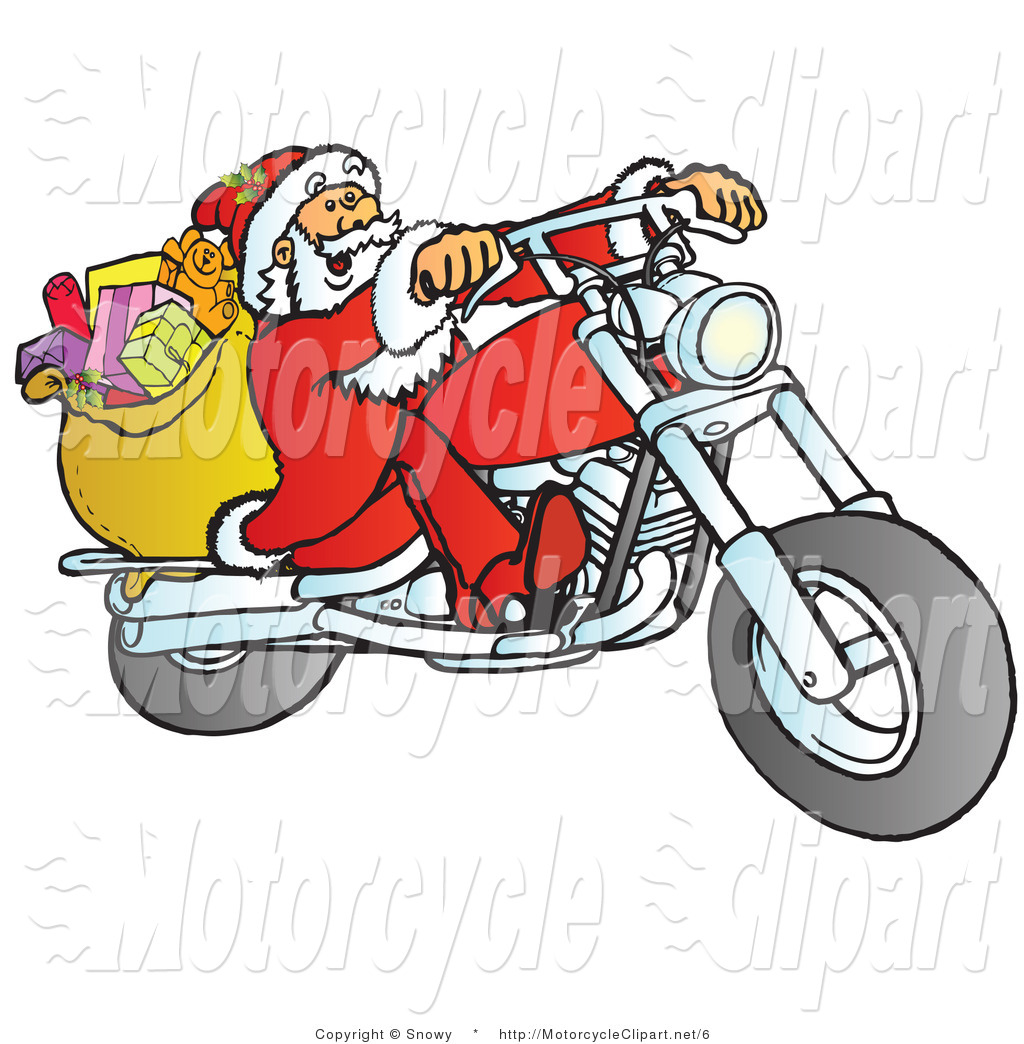 Transportation Vector Clipart Of Santa Riding A Chopper By Snowy    6