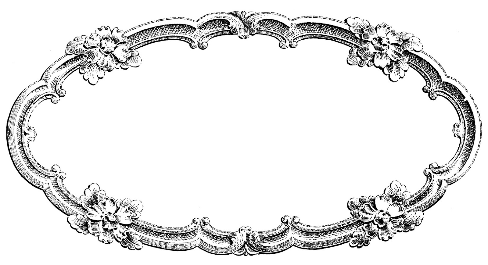 Vintage Clip Art   Delicate Oval Frame   The Graphics Fairy