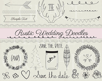 Wedding Doodle Clipart Rustic Clip Art Instant Download Digital