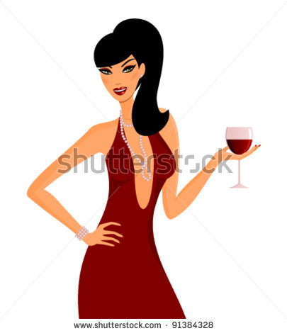 Woman Drinking Wine Clipart Of A Beautiful Young Woman
