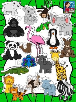 Zoo Animal Friends Clipart Bundle  6 50