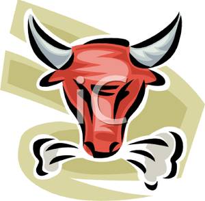 Angry Bull Snorting   Royalty Free Clipart Picture