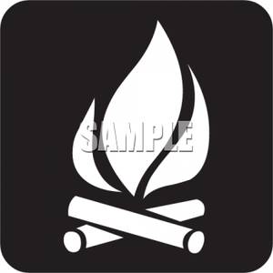Black And White Campfire   Royalty Free Clipart Picture