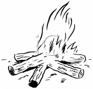 Black And White Campfire   Royalty Free Clipart Picture