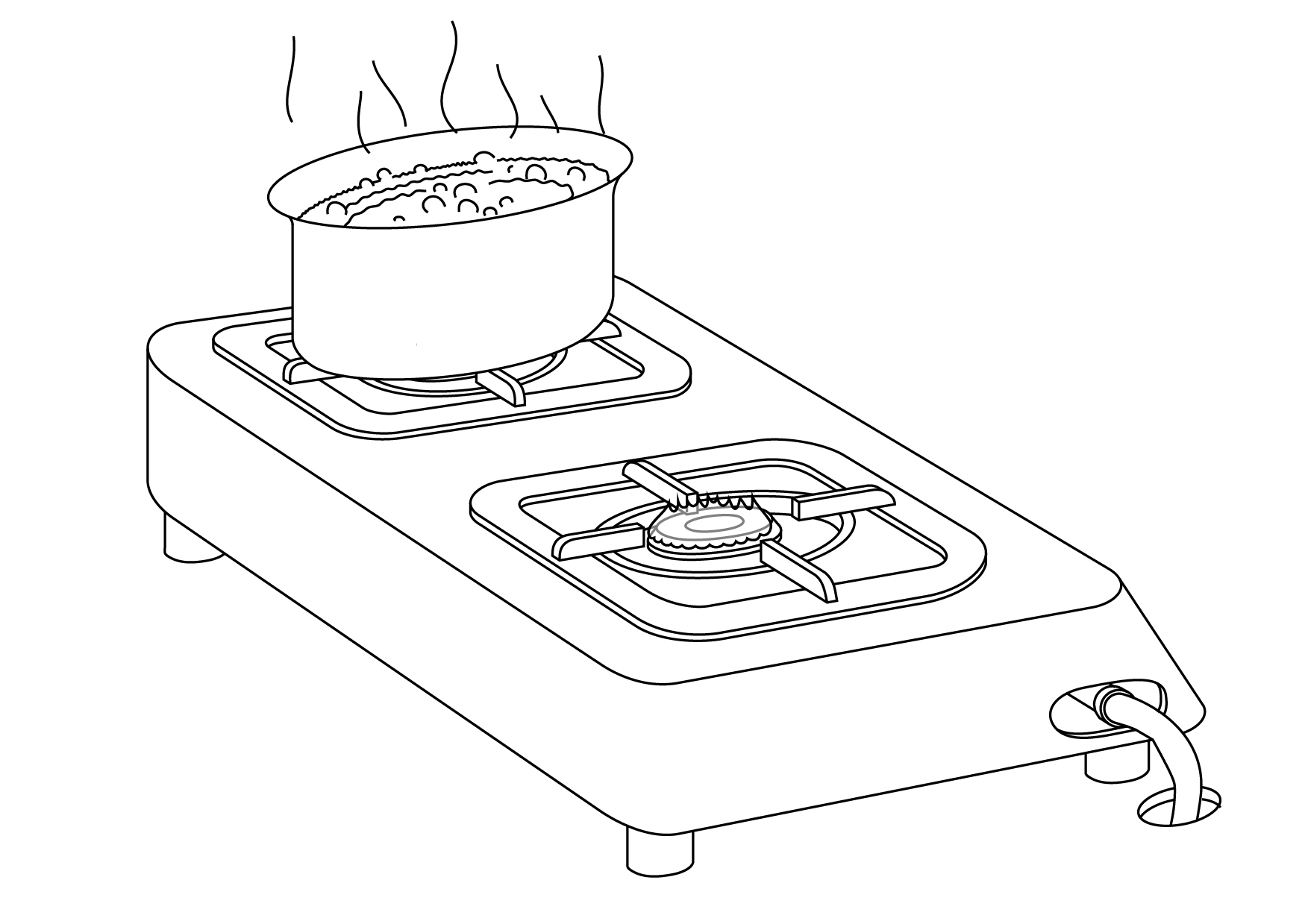 Boiling Pots On Stove Colouring Pages