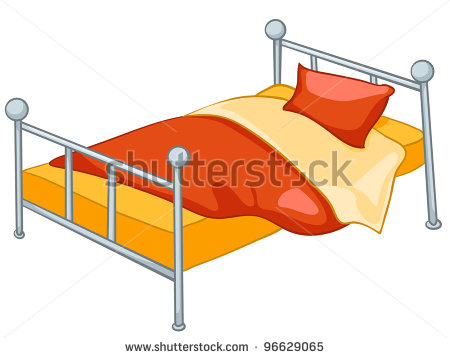 Cartoon Home Furniture Bed Isolated On White Background  Vector    