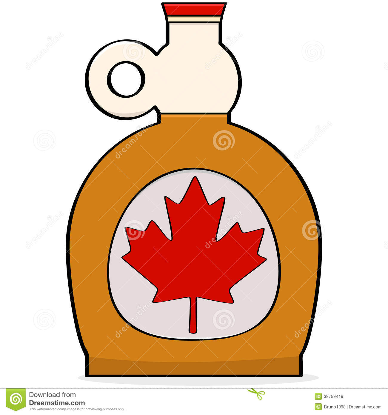 Cartoon Illustration Showing A Bottle Of Canadian Maple Syrup