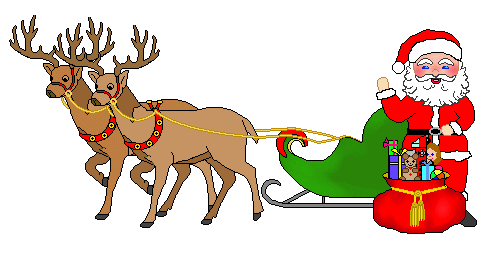Christmas Clip Art   Santa And Mrs  Claus In Snow   Santa And Sleigh