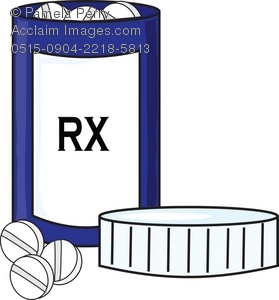 Clip Art Illustration Of Pills In A Prescription Bottle