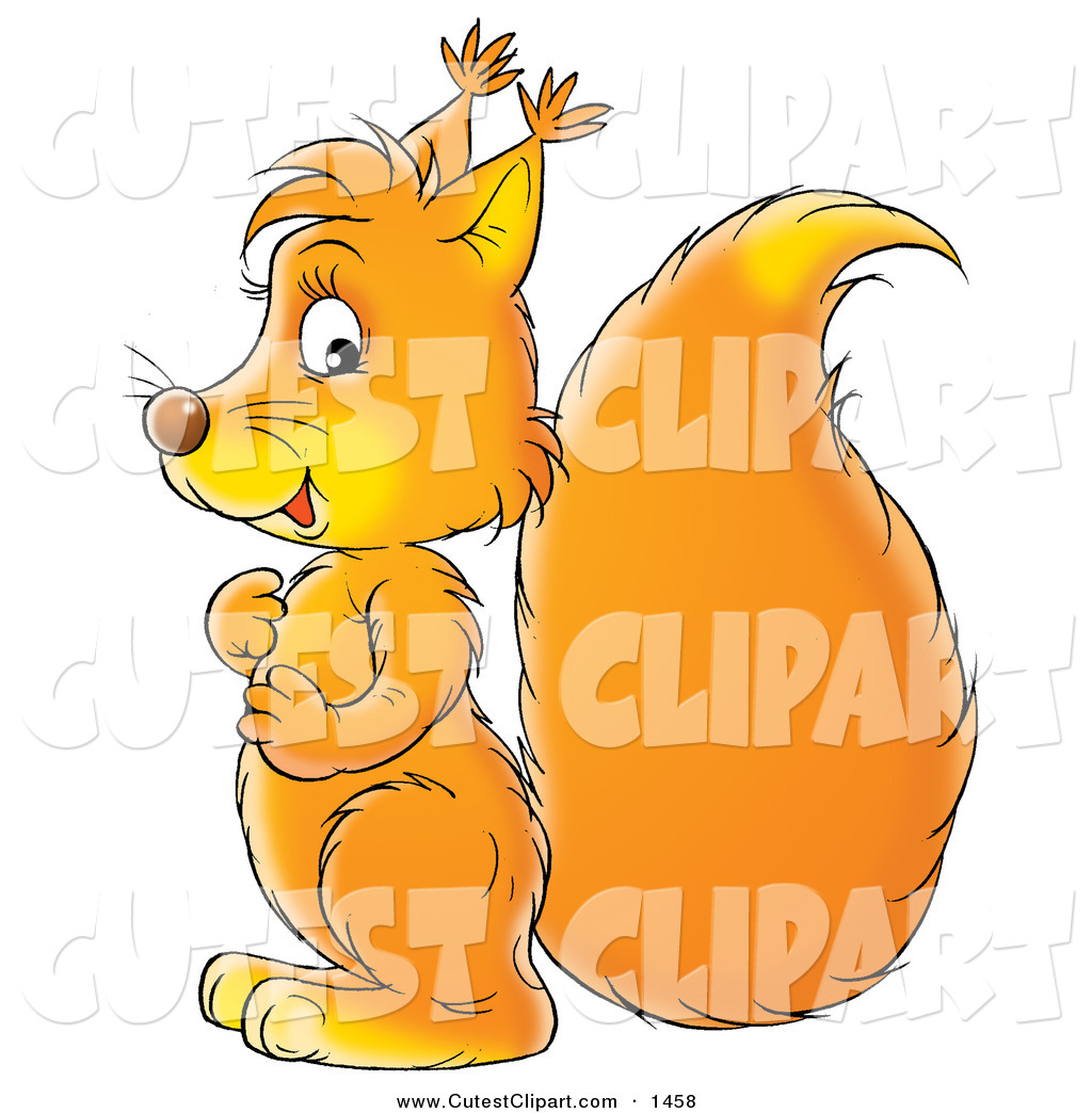 Clip Art Of An Amused Orange Squirrel Rubbing Its Belly Facing Left