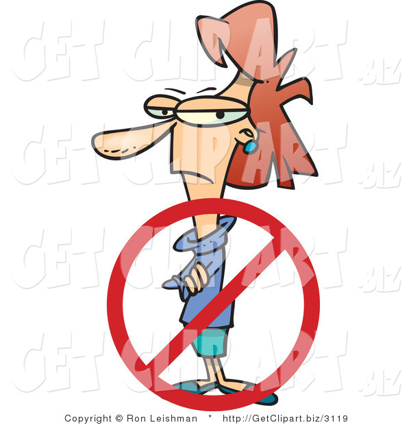 Clip Art Of An Unamused Woman With A Rejection Symbol Laid Off