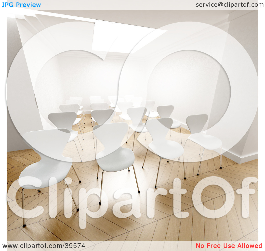 Clipart Illustration Of Empty White Office Chairs Prepared For A
