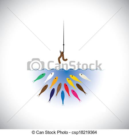Fish Hook With Worm As Bait For Fishing   Vector Concept  This Graphic
