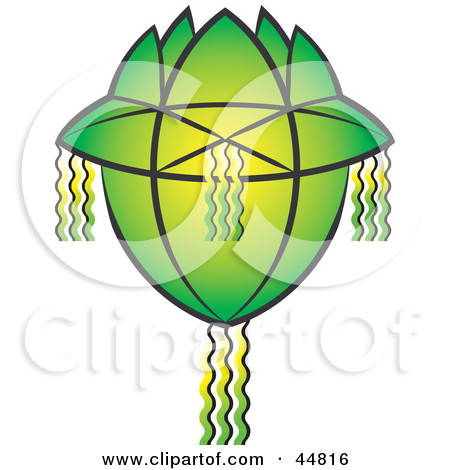 Free  Rf  Clipart Illustration Of A Glowing Green Vesak Koodu Lantern
