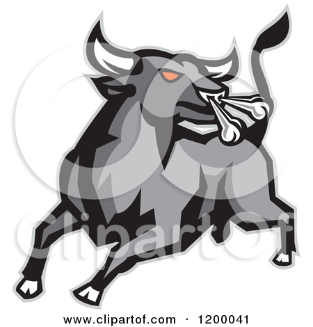     Mad Salivating Black Bull   Royalty Free Vector Clipart By Lafftoon