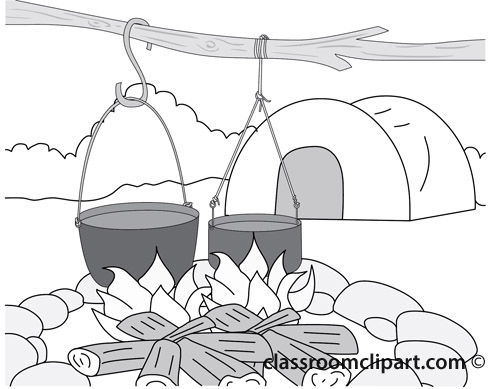 Outdoors   Campfire Tent Outdoors Gray   Classroom Clipart