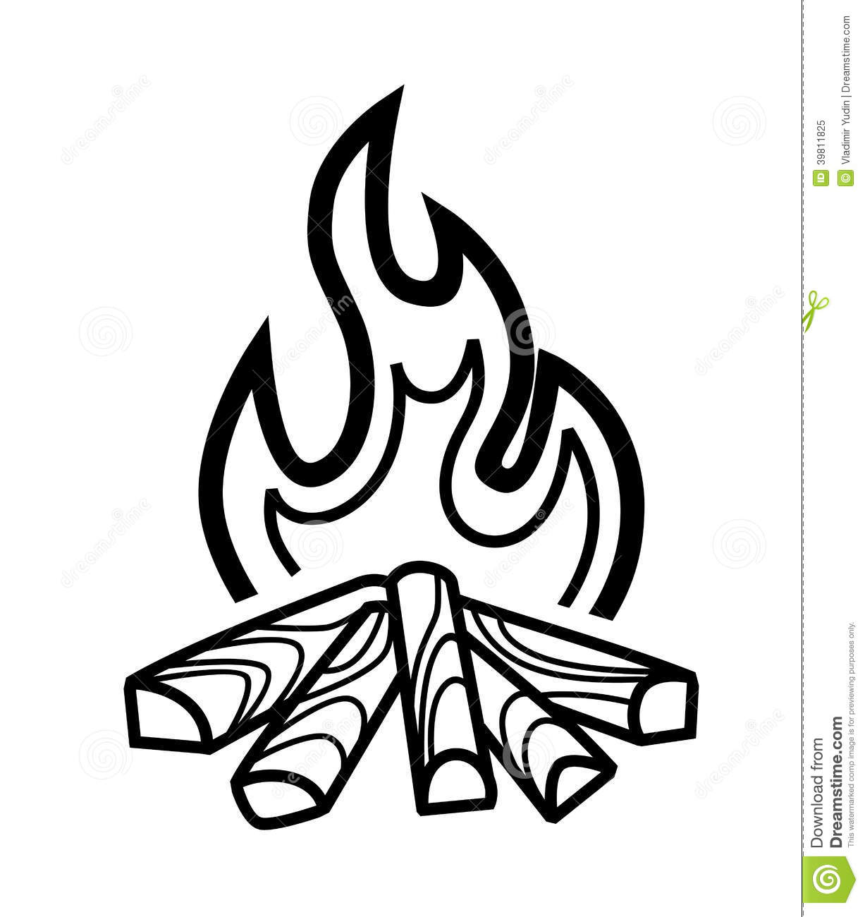 Vector Black Campfire Icon On White Background
