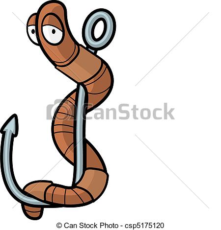 Vector Clipart Of Worm Hook   A Cartoon Worm On A Fishing Hook