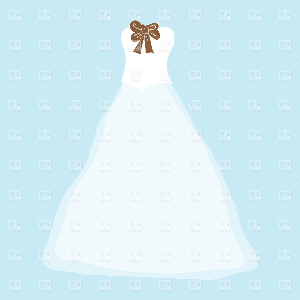 Wedding Dress With Brown Bow Download Royalty Free Vector Clipart