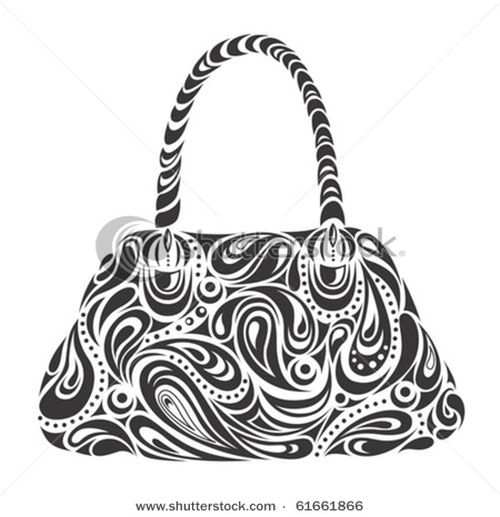 White Designer Handbag Or Purse   Vector Clip Art Illustration Picture