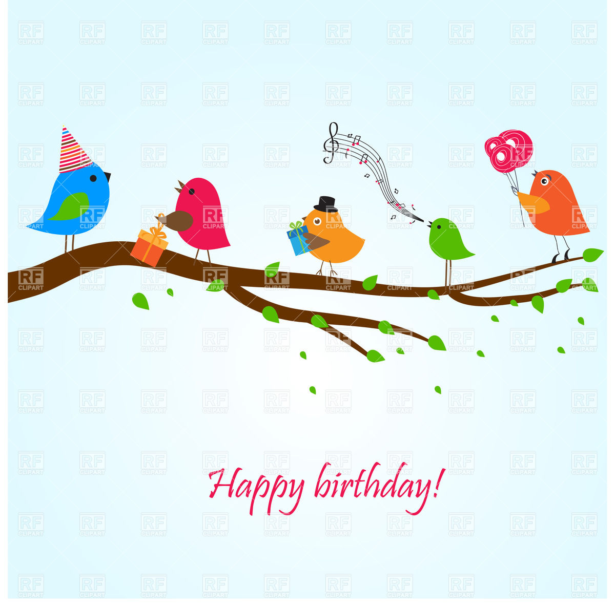 Birds On The Branch Singing Songs Download Royalty Free Vector Clipart