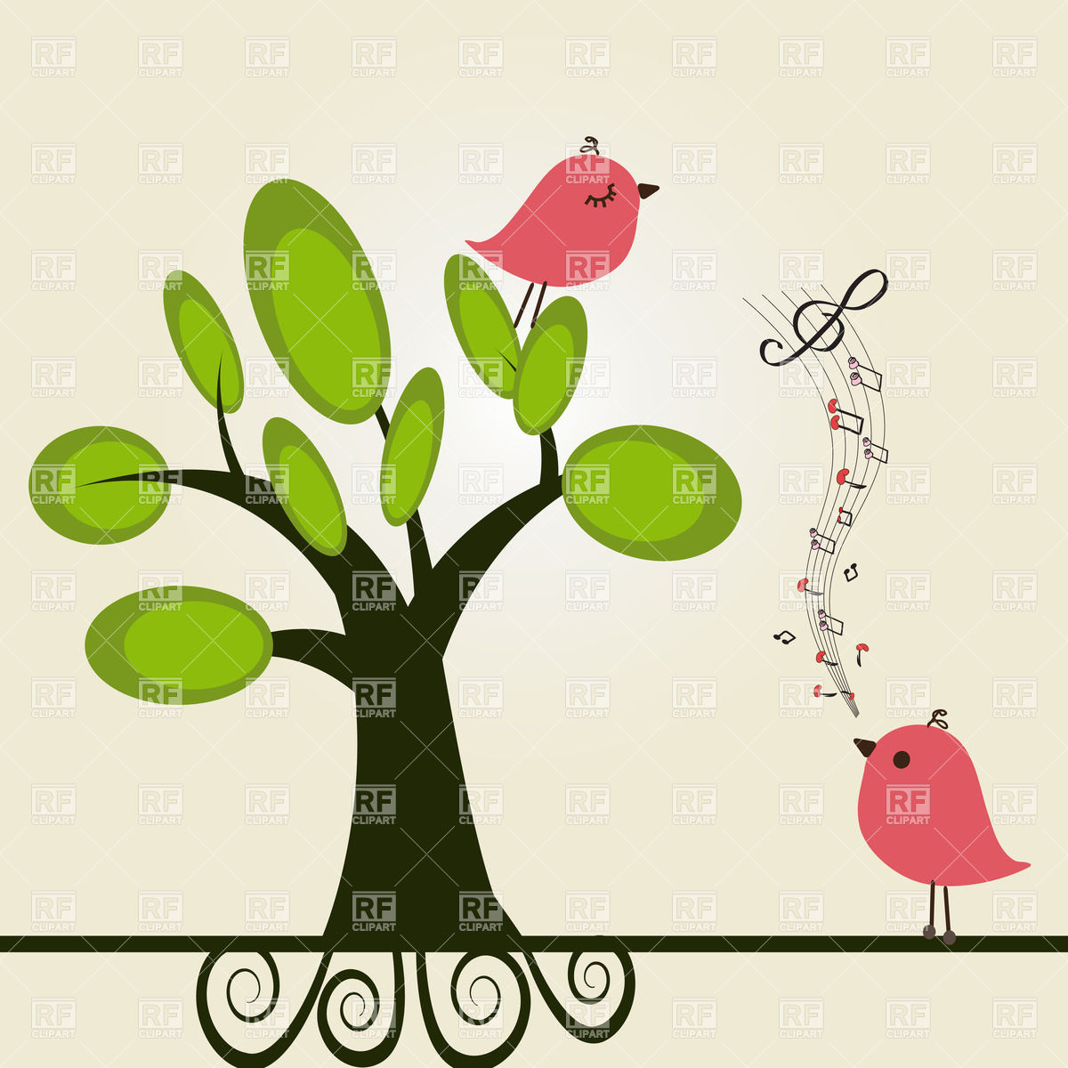 Cartoon Bird Singing Serenade 22928 Plants And Animals Download    